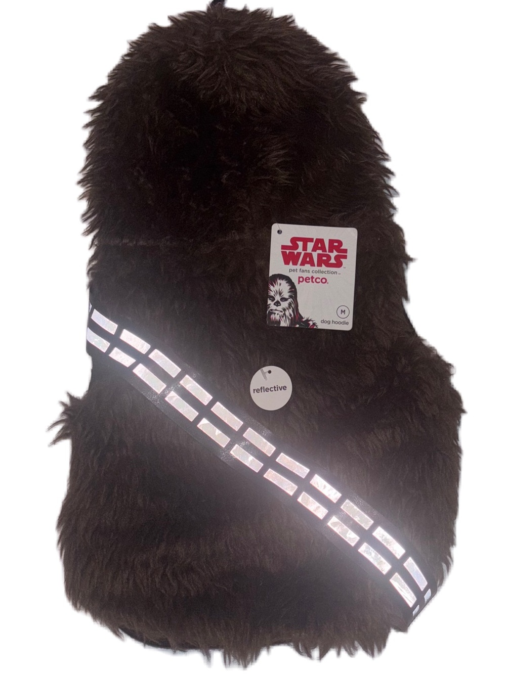 Star Wars  Chewbacca Faux Fur Doggie Hoodie Costume w/ Reflective belt M